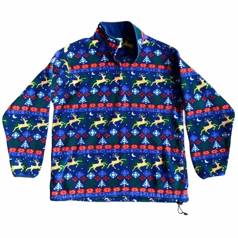Vintage 90's L.L. Bean Christmas Fleece Large